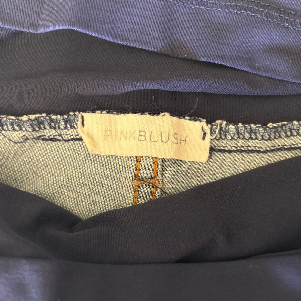 PinkBlush Maternity Distressed Boyfriend Jeans Blue Size 28 Full Belly Band - Picture 4 of 7